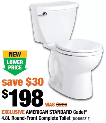 Home Depot American standard cadet 4.8l round-front complete toilet offer
