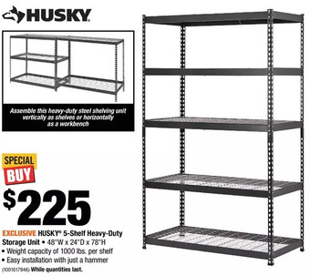 Home Depot Husky 5-shelf heavy-duty storage unit offer