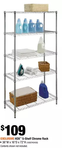 Home Depot Hdx 5-shelf chrome rack offer