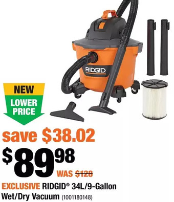 Home Depot Ridgid 34l/9-gallon wet/dry vacuum offer