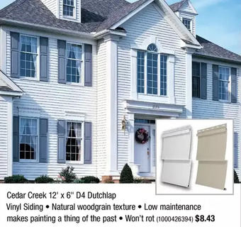 Home Depot Cedar creek 12' x 6" d4 dutchlap vinyl siding offer