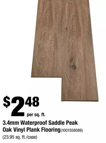 Home Depot 3.4mm waterproof saddle peak oak vinyl plank flooring offer