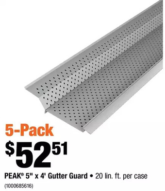 Home Depot Peak 5" x 4' gutter guard offer