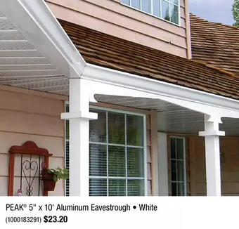 Home Depot Peak 5" x 10' aluminum eavestrough offer
