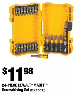 Home Depot 24-piece dewalt maxfit screwdriving set offer
