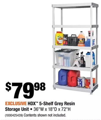 Home Depot Hdx 5-shelf grey resin storage unit offer
