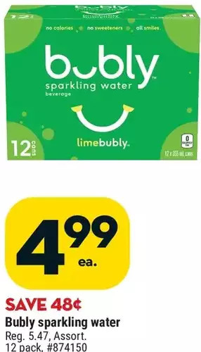 Giant Tiger Bubly sparkling water offer