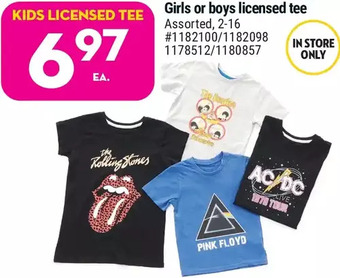 Giant Tiger Girls or boys licensed tee offer