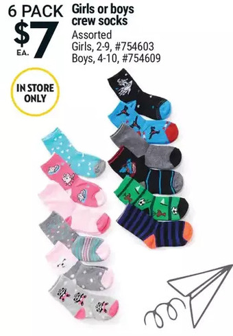 Giant Tiger Girls crew socks offer