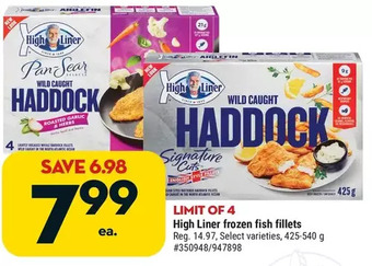 Giant Tiger High liner frozen fish fillets offer