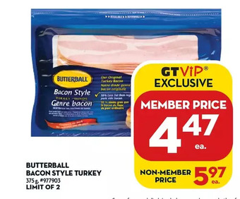 Giant Tiger Butterball bacon style turkey offer