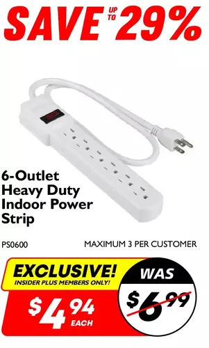 Factory Direct 6-outlet heavy duty indoor power strip offer
