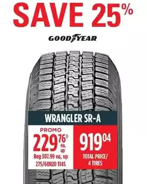 Canadian Tire Good year wrangler sr-a tires offer