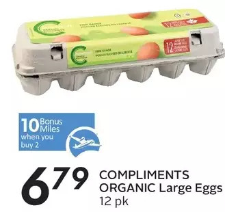 Sobeys Compliments organic large eggs offer