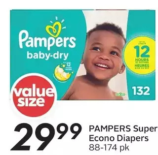 Sobeys Pampers super econo diapers offer