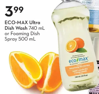 Sobeys Eco-max ultra dish wash or foaming dish spray offer