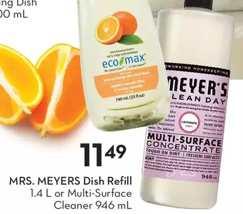 Sobeys Mrs. meyers dish refill or multi-surface cleaner offer