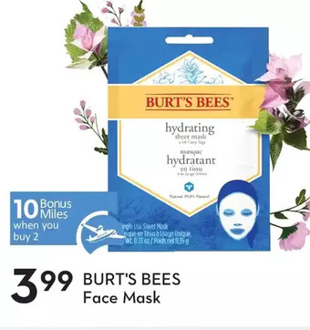 Sobeys Burt's bees face mask offer