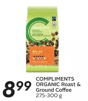Sobeys Compliments organic roast & ground coffee offer