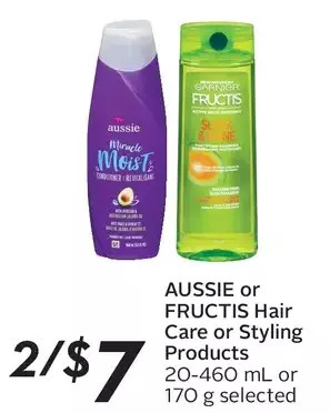 Sobeys Aussie or fructis hair care or styling products offer