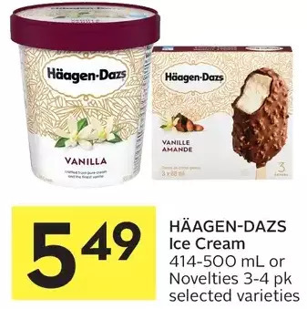Foodland Häagen-dazs ice cream or novelties offer