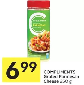 Foodland Compliments grated parmesan cheese offer