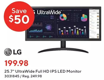 Staples Lg 25.7" ultrawide full hd ips led monitor offer
