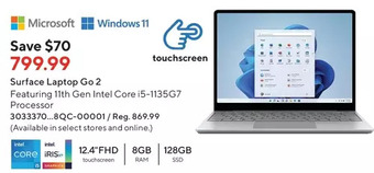 Staples Microsoft surface laptop go 2 offer