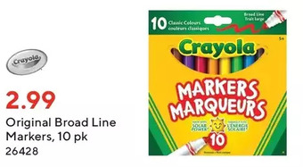 Staples Crayola original broad line markers offer