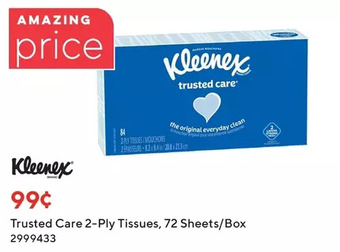 Staples Kleenex trusted care 2-ply tissues offer