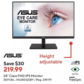 Staples Asus 24" class fhd ips monitor offer