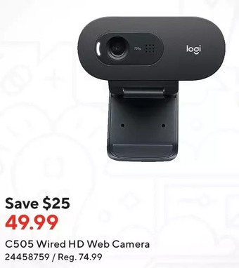 Staples Logitech c505 wired hd web camera offer