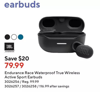 Staples Jbl endurance race waterproof true wireless active sport earbuds offer