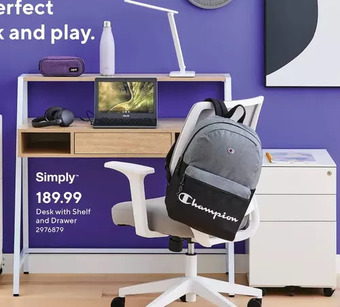 Staples Simply desk with shelf and drawer offer