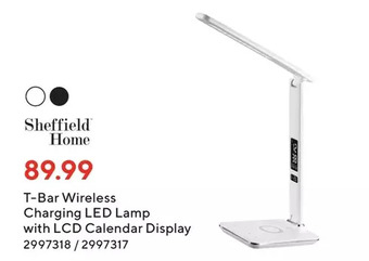 Staples Sheffield home t-bar wireless charging led lamp with lcd calendar display offer
