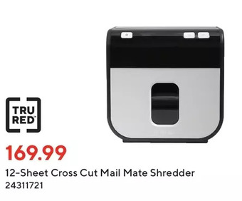 Staples Tru red 12-sheet cross cut mail mate shredder offer