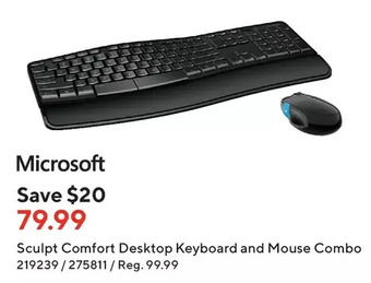 Staples Microsoft sculpt comfort desktop keyboard and mouse combo offer