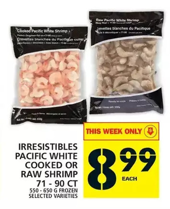 Food Basics Irresistibles pacific white cooked or raw shrimp offer