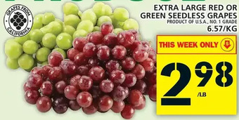 Food Basics Extra large red or green seedless grapes offer
