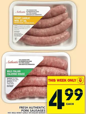 Food Basics Fresh authentic pork sausages offer