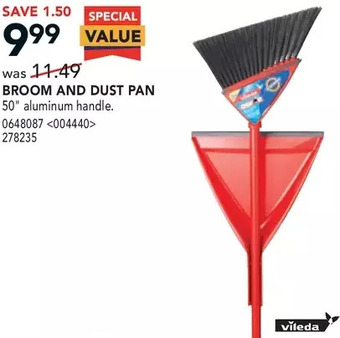 Lowe's Vileda broom and dust pan offer