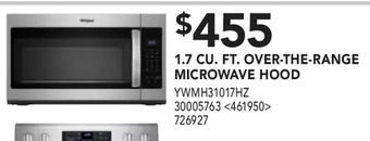 Lowe's 1.7 cu.ft. over-the-range microwave hood offer