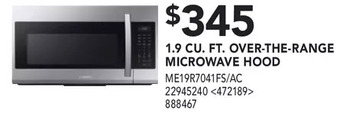 Lowe's Samsung 1.9 cu. ft. over-the-range microwave hood offer