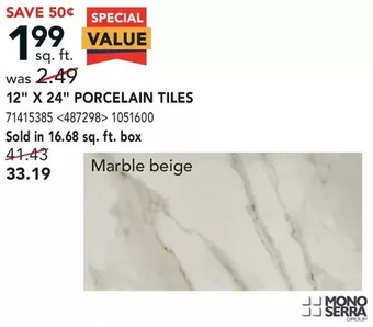 Lowe's 12" x 24" porcelain tiles offer