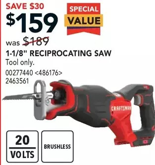 Lowe's Craftsman 1-1/8" reciprocating saw offer