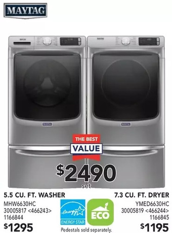 Lowe's Maytag 5.5 cu. ft. washer | 7.3 cu. ft. dryer offer