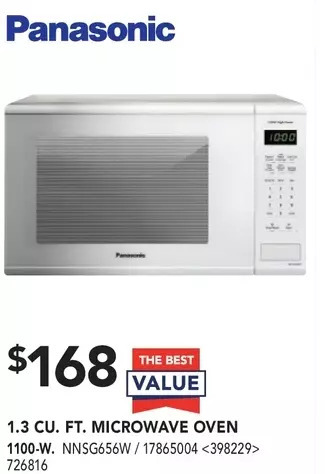 Lowe's Panasonic 1.3 cu. ft. microwave oven offer