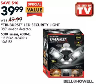 Lowe's Bell+howell "tri-burst" led security light offer