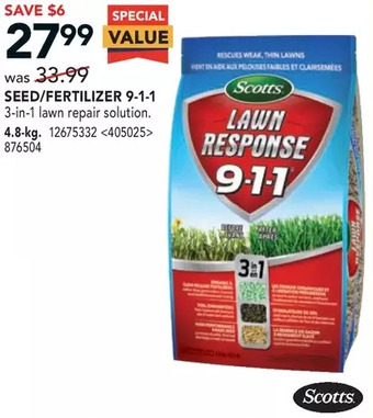 RONA Scotts seed/fertilizer 9-1-1 offer