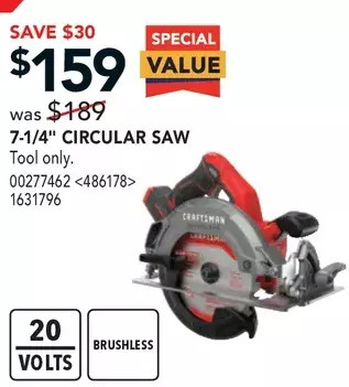 RONA Craftsman 7-1/4" circular saw offer